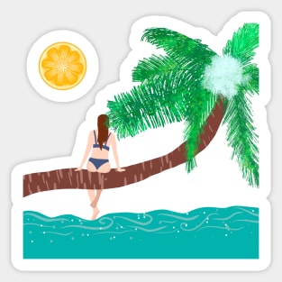 Woman at the beach 7 Sticker